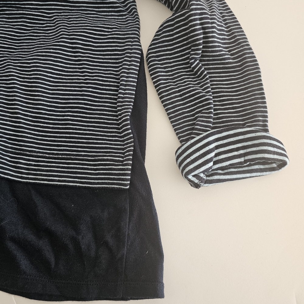J.Jill Dress XL Mixed Media Shirttail  Striped Womens Blue Cotton - Picture 4 of 5